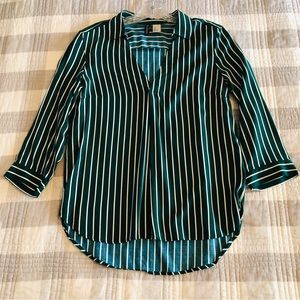 H&M Dark Green Teal Striped Top Size 0